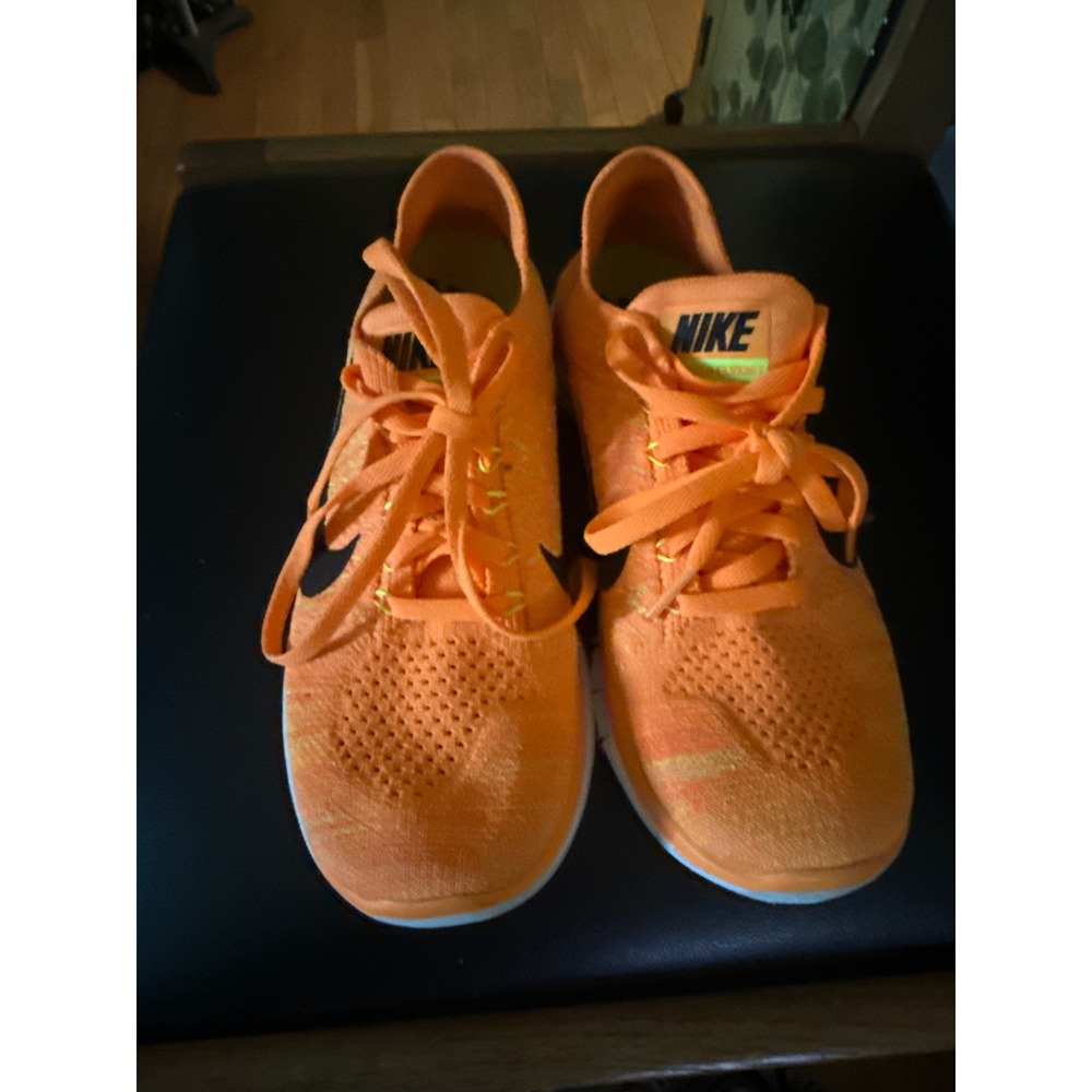 Nike Free 4.0 Flyknit Women Running Shoes Orange Black 631050-802 Size 6